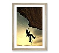Rock Face Mountain Climbing Framed Print | A2 Oak Framed Wall Art | Ready to Hang | Modern Landscape Picture | Living Room Bedroom Lounge Office