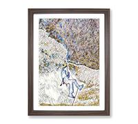 Rock Face Mountain Climbing Modern Bg Framed Wall Art Print, Ready to Hang Picture for Living Room Bedroom Home Office Décor, Walnut A4 (34 x 25 cm)