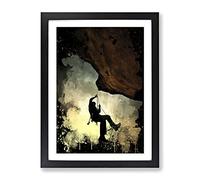 Rock Face Mountain Climbing Modern Cb Framed Print | A3 Black Framed Wall Art | Ready to Hang | Modern Landscape Picture | Living Room Bedroom Lounge Office