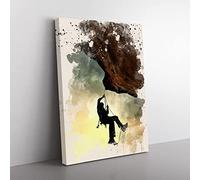 Rock Face Mountain Climbing Modern Fc Canvas Wall Art Print Ready to Hang, Framed Picture for Living Room Bedroom Home Office Décor, 50x35 cm (20x14 Inch)