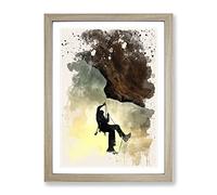 Rock Face Mountain Climbing Modern Fc Framed Print | A2 Oak Framed Wall Art | Ready to Hang | Modern Landscape Picture | Living Room Bedroom Lounge Office