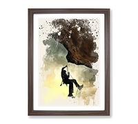 Rock Face Mountain Climbing Modern Fc Framed Print | A2 Walnut Framed Wall Art | Ready to Hang | Modern Landscape Picture | Living Room Bedroom Lounge Office