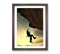 Rock Face Mountain Climbing Modern Framed Print | A2 Walnut Framed Wall Art | Ready to Hang | Modern Landscape Picture | Living Room Bedroom Lounge Office