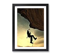 Rock Face Mountain Climbing Modern Framed Print | A3 Black Framed Wall Art | Ready to Hang | Modern Landscape Picture | Living Room Bedroom Lounge Office
