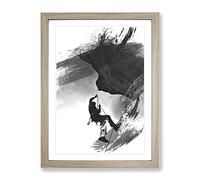 Rock Face Mountain Climbing V1 Modern Framed Print | A2 Oak Framed Wall Art | Ready to Hang | Modern Landscape Picture | Living Room Bedroom Lounge Office