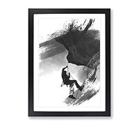 Rock Face Mountain Climbing V1 Modern Framed Print | A3 Black Framed Wall Art | Ready to Hang | Modern Landscape Picture | Living Room Bedroom Lounge Office