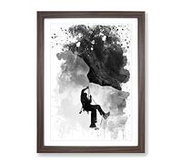 Rock Face Mountain Climbing V4 Modern Framed Print | A3 Walnut Framed Wall Art | Ready to Hang | Modern Landscape Picture | Living Room Bedroom Lounge Office