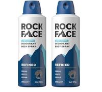 Rock Face Refined Body Spray Deodorant 200ml | Sandalwood & Cedar Scent | Fast Absorbing | Non Staining | Long Lasting (Pack of 2)