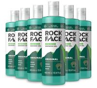 Rock Face Shower Gel - Original All In One Body Wash for Men, 410ml, Fresh Citrus Scent, Suitable for Hair and Body, Long Lasting Fragrance, Multipack of 6