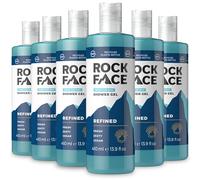 Rock Face Shower Gel - Refined All In One Body Wash for Men, 410ml, Sandalwood & Cedar Scent, Suitable for Hair and Body, Long Lasting Fragrance, Multipack of 6