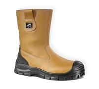 Rock Fall Chicago Rigger Steel Toe Cap Tan Boot Unisex, Water Repellent Safety Boots, SRC Slip Rated Work, Shock Absorbing Midsole, Vegan and Lightweight UK 15