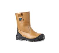Rock Fall Chicago Rigger Steel Toe Cap Tan Boot Unisex, Water Repellent Safety Boots, SRC Slip Rated Work, Shock Absorbing Midsole, Vegan and Lightweight UK 6