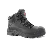 Rock Fall Denver Black Fibre Glass Toe Cap Black Boot, Fully Waterproof Safety Boots, SRC Slip Rated Work, Shock Absorbing Midsole and Heat Resistant UK 8