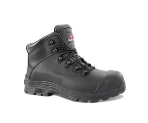 Rock Fall Denver Black Fibre Glass Toe Cap Black Boot, Fully Waterproof Safety Boots, SRC Slip Rated Work, Shock Absorbing Midsole and Heat Resistant UK 9
