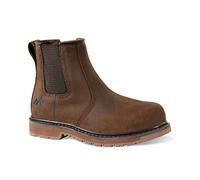 Rock Fall Ruby Womens Fit Chelsea Safety Boot FibreGlass Toe Cap Safety Boot Brown, Water Repellent and Heat Resistant Outsole, SRC Slip Rated Work UK 4