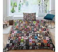Rock First Duvet Cover Soft Microfiber Bedding Set,Reversible Lightweight Punk Rock Music Quilt Cover 2 Piece with Zipper Closure Luxury Hotel Quality Comforter Cover For Boys Girls Single（135x200cm）