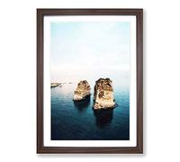 Rock Formation in Beirut Lebanon Framed Print | A2 Walnut Framed Wall Art | Ready to Hang | Modern Nature Picture | Living Room Bedroom Lounge Office