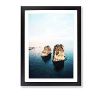 Rock Formation In Beirut Lebanon Modern Framed Print | A2 Black Framed Wall Art | Ready to Hang | Modern Nature Picture | Living Room Bedroom Lounge Office