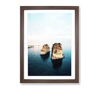 Rock Formation In Beirut Lebanon Modern Framed Print | A2 Walnut Framed Wall Art | Ready to Hang | Modern Nature Picture | Living Room Bedroom Lounge Office