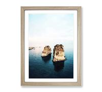 Rock Formation In Beirut Lebanon Modern Framed Print | A4 Oak Framed Wall Art | Ready to Hang | Modern Nature Picture | Living Room Bedroom Lounge Office