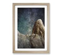 Rock Formation in California Painting Framed Print | A2 Oak Framed Wall Art | Ready to Hang | Modern Historical Picture | Living Room Bedroom Lounge Office