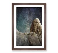 Rock Formation in California Painting Framed Print | A2 Walnut Framed Wall Art | Ready to Hang | Modern Historical Picture | Living Room Bedroom Lounge Office