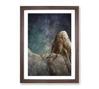 Rock Formation In California Painting Modern Framed Print | A3 Walnut Framed Wall Art | Ready to Hang | Modern Historical Picture | Living Room Bedroom Lounge Office