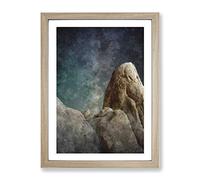 Rock Formation In California Painting Modern Framed Wall Art Print, Ready to Hang Picture for Living Room Bedroom Home Office Décor, Oak A4 (34 x 25 cm)