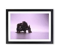 Rock Formation Under a Pink Sky in Iceland Framed Print | A2 Black Framed Wall Art | Ready to Hang | Modern Landscape Picture | Living Room Bedroom Lounge Office
