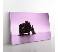 Rock Formation Under A Pink Sky In Iceland Modern Art Canvas Wall Art Print Ready to Hang, Framed Picture for Living Room Bedroom Home Office Décor, 76x50 cm (30x20 Inch)