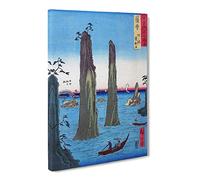 Rock Formations By Utagawa Hiroshige Asian Japanese Canvas Wall Art Print Ready to Hang, Framed Picture for Living Room Bedroom Home Office Décor, 30x20 Inch (76x50 cm)