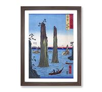 Rock Formations By Utagawa Hiroshige Asian Japanese Framed Print | A3 Walnut Framed Wall Art | Ready to Hang | Asian Nature Picture | Living Room Bedroom Lounge Office