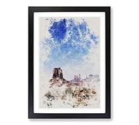Rock Formations in Arizona Watercolour Framed Print | A2 Black Framed Wall Art | Ready to Hang | Modern Historical Picture | Living Room Bedroom Lounge Office