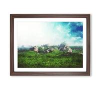 Rock Formations In Brazil In Abstract Modern Art Framed Print | A4 Walnut Framed Wall Art | Ready to Hang | Abstract Fantasy Picture | Living Room Bedroom Lounge Office