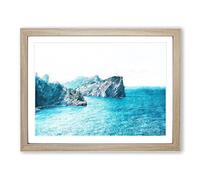 Rock Formations In Spain Painting Modern Art Framed Print | A4 Oak Framed Wall Art | Ready to Hang | Modern Historical Picture | Living Room Bedroom Lounge Office