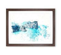 Rock Formations In Spain Watercolour Modern Framed Print | A4 Walnut Framed Wall Art | Ready to Hang | Modern Historical Picture | Living Room Bedroom Lounge Office
