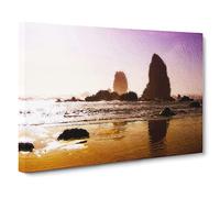 Rock Formations On A Beach In Oregon Modern Art Canvas Wall Art Print Ready to Hang, Framed Picture for Living Room Bedroom Home Office Décor, 24x16 Inch (60x40 cm)