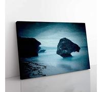 Rock Formations Upon A Beach In Barbados Modern Art Canvas Wall Art Print Ready to Hang, Framed Picture for Living Room Bedroom Home Office Décor, 76x50 cm (30x20 Inch)