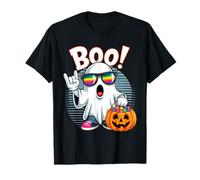 Rock Ghost Retro Halloween Pumpkin Funny Boo Ghost Men Women T-Shirt