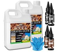 Rock Glue for Landscaping, Transparent Gravel Glue with 2 Color Dye - Non-toxic, Long-lasting, Strong Gravel Stabilizer Binder ＆ Stone Glue for Locking Rubber Mulch, Pebble, Sand, Pea Gravel, 4L