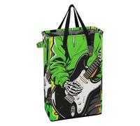 Rock Green Skeleton Guitar Laundry Hamper with Handles Laundry Baskets Foldable Teen Dirty Clothes Basket for Bedroom canasta ropa sucia