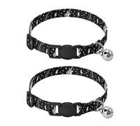Rock Guitar Black Dog Collars for Small Dogs, 2 Pack Small Dog Collar with Bell