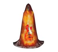 Rock Guitar In Burning Print Hooded Wizard Robe Halloween Cloak Medieval Renaissance Cosplay Christmas Party Outfits