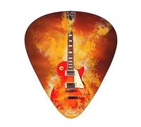 Rock Guitar in Burning Printed Triangle Guitar Picks 12 Pcs Novelty Guitar Plectrums for Bass, Electric, Acoustic Guitar