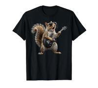 Rock Guitar Squirrel Musician Funny Animal Value Graphic T-Shirt, Men, Black, XL