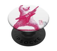 Rock Guitarist Bear Vintage Electric Guitar Player Gift PopSockets Adhesive PopGrip