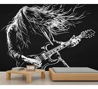 Rock Guitarist Mural Grunge Wallpaper Abstract Music Wall Mural Large Panoramic Accent Wallpaper Bedroom Living Room 3D Sofa Backdrop (Non-self-Adhesive)