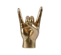 Rock Hand Gesture Statue Rock Music Art Finger Sculpture for Rock Music Lover Study Room Decor, Gold R Hand