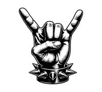 Rock Hand Gesture with Spikes and Rock Star Sign Design Engraving Decals 41x48.8cm Equipped with Transfer Film kit Black