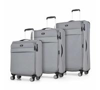 Rock Harper 3 Piece Softside Luggage Set Grey - Expandable Suitcases With Tsa Lock, 8 Wheels, Cabin Medium Large Travel Bags